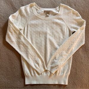 Banana Republic Cotton Cashmere Blend Cream Polka dot Textured Sweater Size